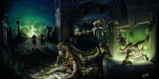 Glowing door dark alley creepy - a dark alley free wallpaper