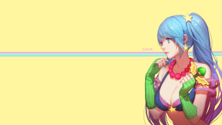 Cartoon character blue hair necklace - context art free wallpaper