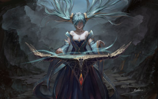 Woman blue hair wings table - blue hair free wallpaper