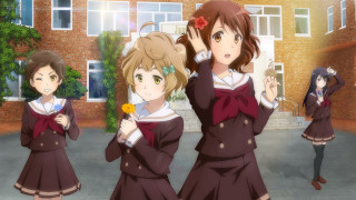 Girls school uniforms building flowers - a group of girls free wallpaper