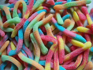 Colorful candy worms white background - derf free wallpaper