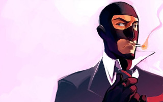Man suit tie smoking cigarette 4 - a pink background behind free wallpaper