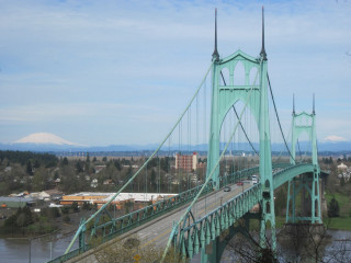 Bridge city mountains view scenery - underneath free wallpaper
