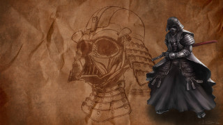 Man armor sword helmet brown - full free wallpaper