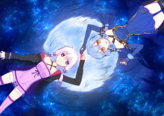 Anime characters space scene blue - two anime character free wallpaper