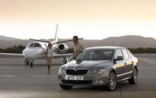 Car parked runway plane man - woman free wallpaper