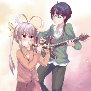 Anime characters guitar playing couple - a guitar free wallpaper