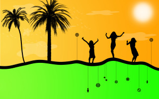 Beach sunset palm tree group - felipe seade free wallpaper