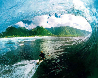 Man riding wave surfboard ocean 12 - cliff childs free wallpaper