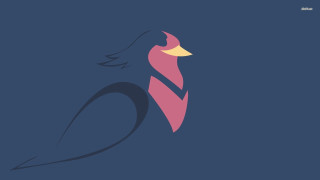 Bird yellow beak blue pink - vector curve free wallpaper