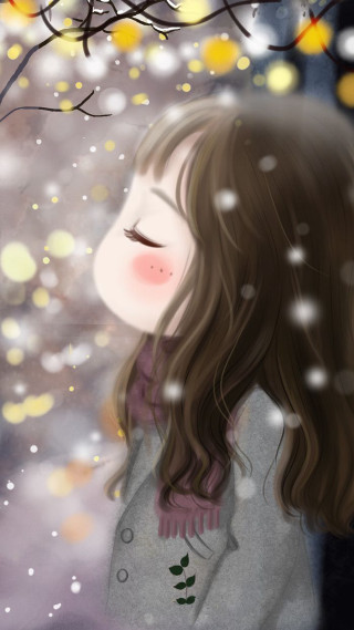 Girl eyes closed tree falling - a storybook illustration free wallpaper