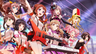 Anime girls guitars hats stage - a guitar in front free wallpaper