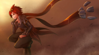 Woman red hair rock distance - a long tail free wallpaper for desktop