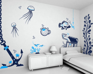 Bedroom sea animals mural wall - craola free wallpaper