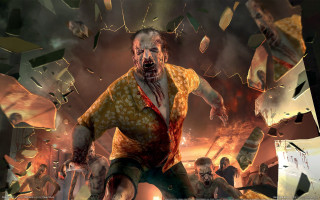 Zombie running room fire man - full free wallpaper