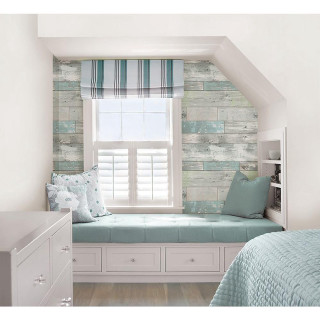 Bedroom window seat blue blanket - striped free wallpaper