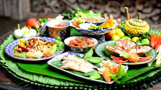 Table food fruit vegetables green - a still life free wallpaper