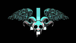 Skull large horn bird blue - a skull free wallpaper