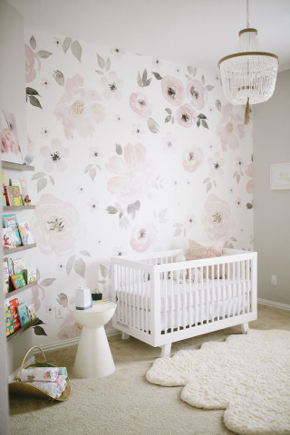 White crib nursery flower wallpaper - art free wallpaper