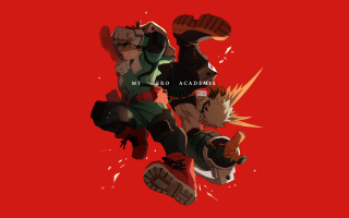 Red background cartoon character middle - heroic free wallpaper