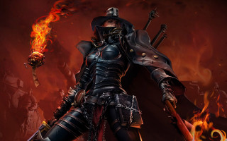 Woman black outfit sword flame - a sword and a flame free wallpaper