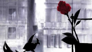 Red rose vase bird building - rose free wallpaper