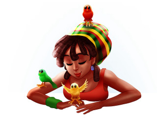 Woman bird holding arm shoulder - a small bird free wallpaper