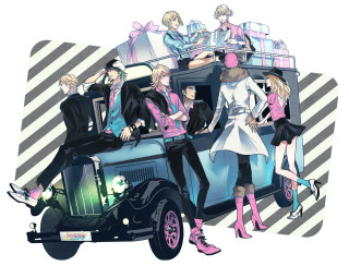 Group people car pink dress - top of a car free wallpaper