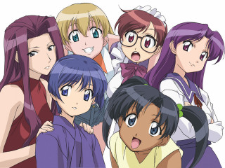 Anime girls surprised multicolored hair - different expression and hair free wallpaper