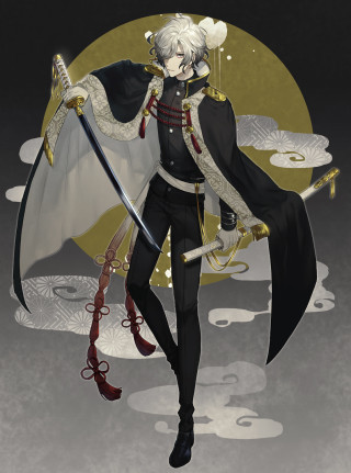 Woman sword black outfit dragon - awataguchi takamitsu free wallpaper