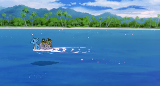 Cartoon boat people water palm - pokemon free wallpaper