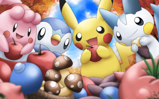 Pokemon forest group impressionist blue - the background and a sky in the background free wallpaper