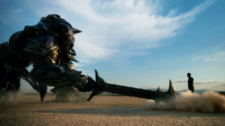 Man giant robot desert sky - daryush shokof free wallpaper