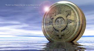 Golden coin floating water sky - golden free wallpaper