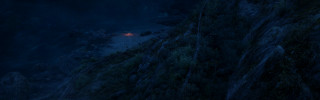 Dark mountain distant light trees - cinematic lighting free wallpaper