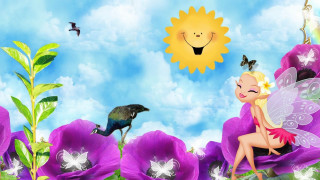 Fairy flower bird sun background - chiho aoshima free wallpaper