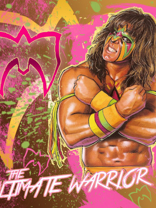 Wrestler portrait pink yellow face - painted free wallpaper
