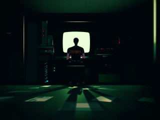 Man sitting dark room tv - bedwyr williams free wallpaper