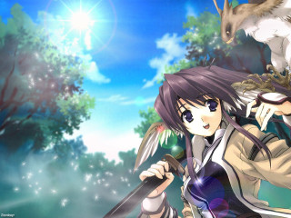 Woman knife bird shoulder forest - a woman holding free wallpaper