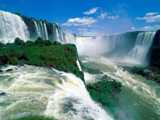 Large waterfall river sky clouds - alain tasso free wallpaper