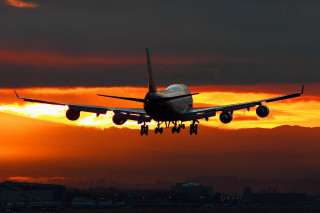 Plane sunset flying clouds sky - sunset free wallpaper