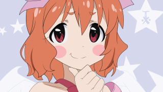 Red haired girl pink star - a pink shirt free wallpaper