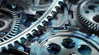 Metal gears closeup blue black - metal free wallpaper
