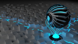 Futuristic object blue light black - ray free wallpaper