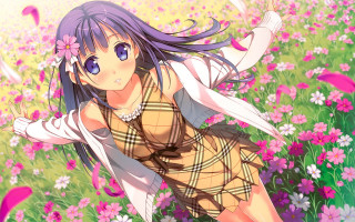 Girl field flowers arms outstretched 3 - the wind free wallpaper