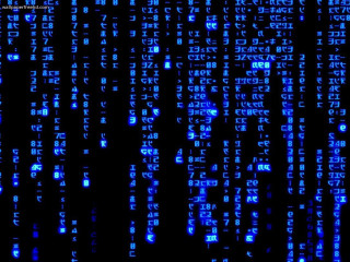 Dark background blue numbers letters - different size free wallpaper