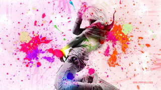 Person colorful background spray paint - the wall behind them free wallpaper