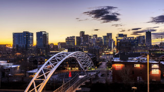 Bridge river city skyline sunset - everett warner free wallpaper