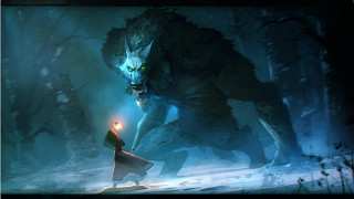 Man red coat wolf snowy - a light saber free wallpaper