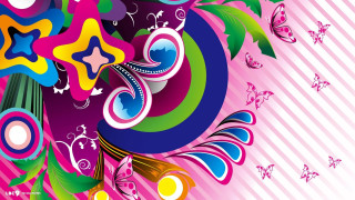 Colorful abstract background butterflies stars - rich free wallpaper